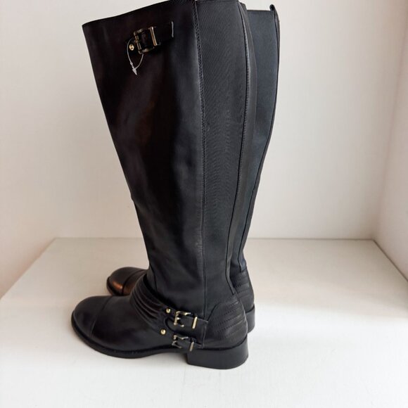 Jessica Simpson Wide Calf Black Leather Boots 11 - Picture 7 of 11